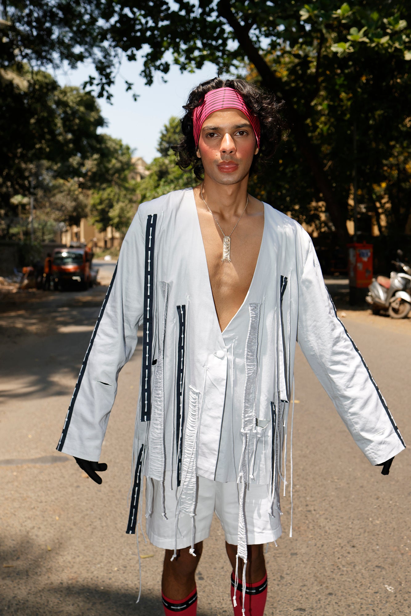 Cut-out fringed jacket