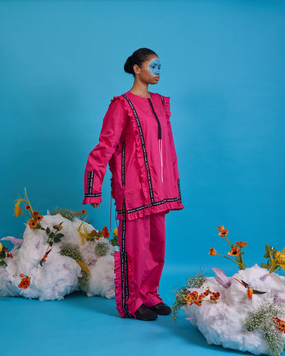 Gathered ruffled cords kurta set