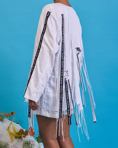 Cut-out fringed jacket