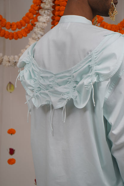 Gathered dupatta drape shirt