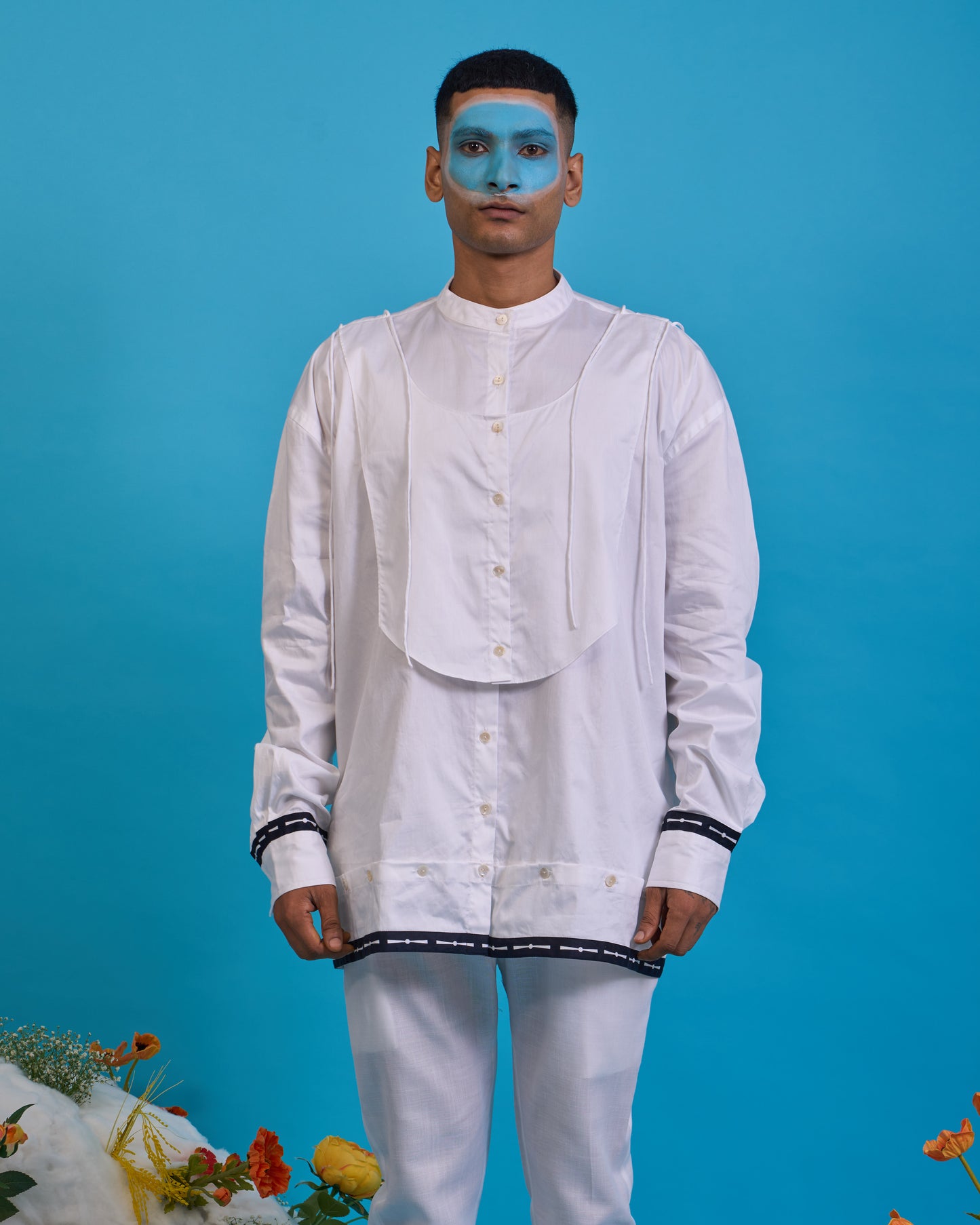 Deconstructed kurta yoke shirt