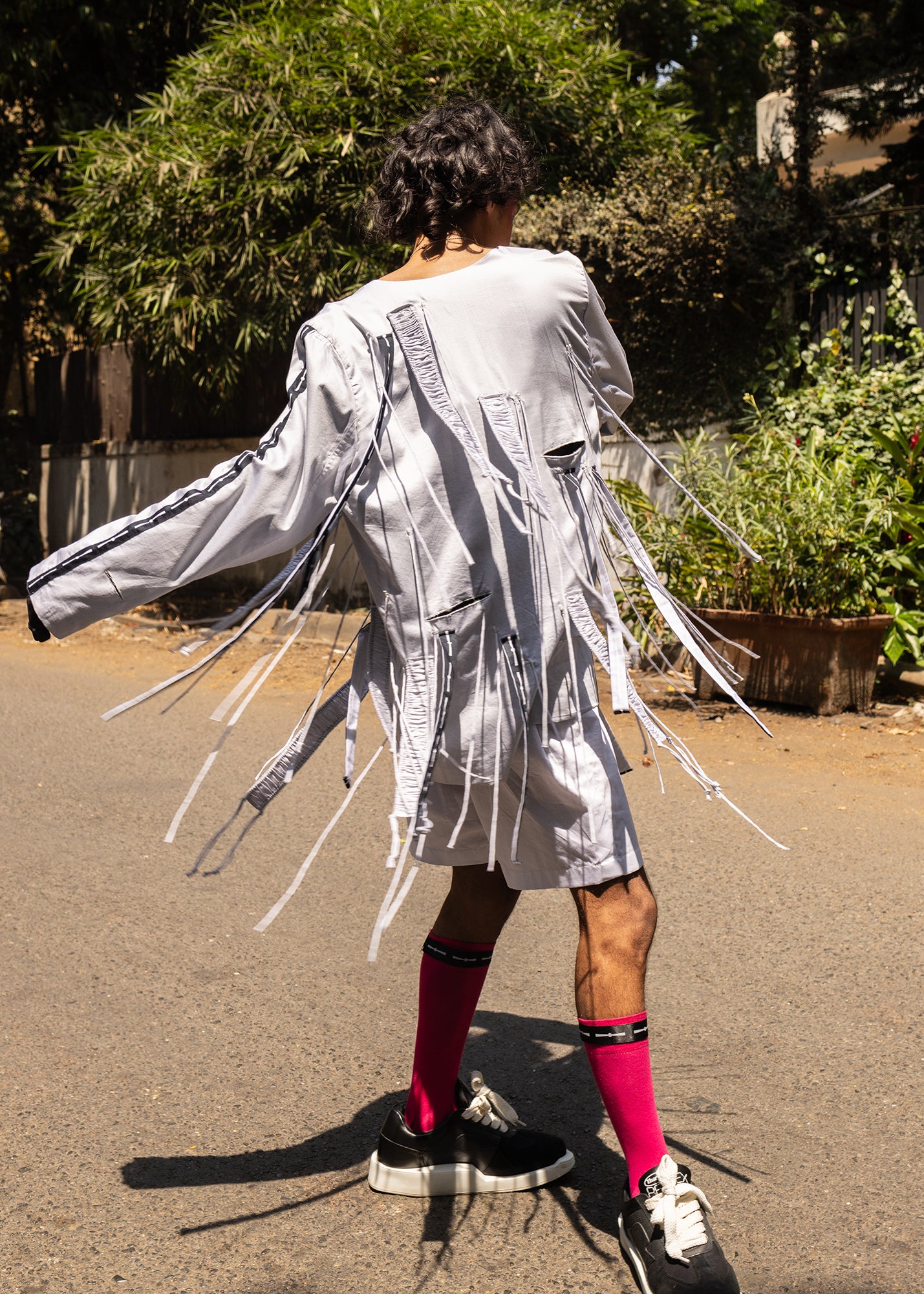 Cut-out fringed jacket